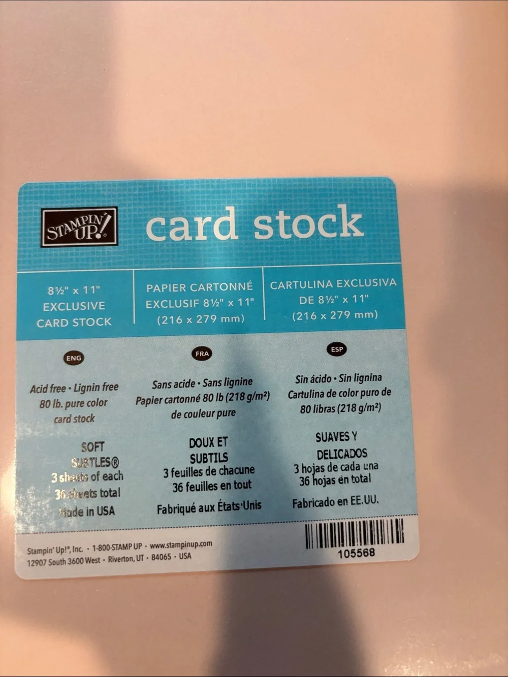 Stampin' Up! Soft Card Stock - Soft Subtles, Pink, Yellow and Cream  8 1/2 x 11